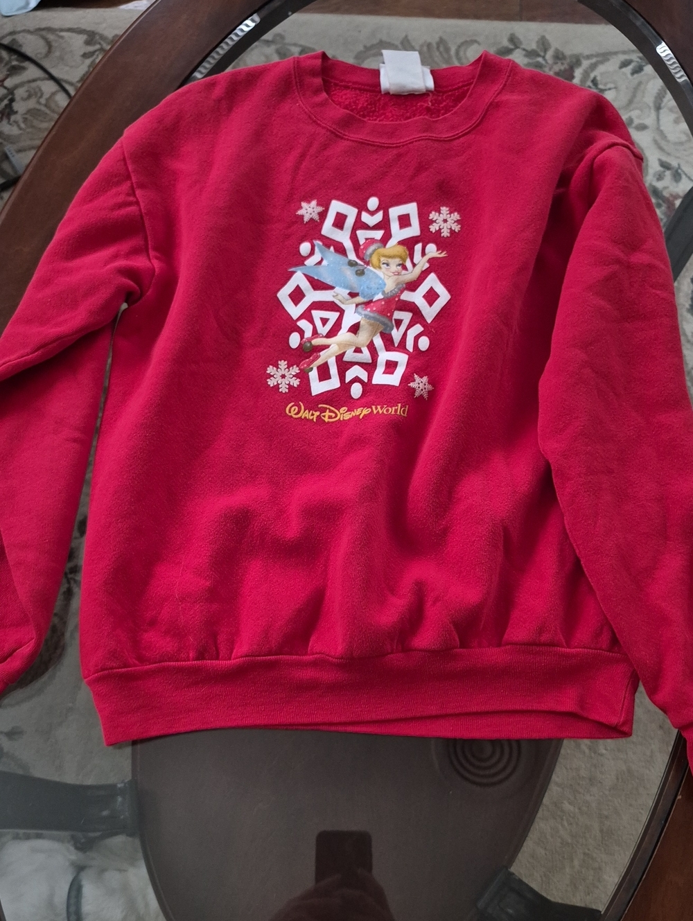 Disney Red Tinker Bell Crewneck Sweatshirt